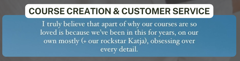 Client praise for course creation and customer service support